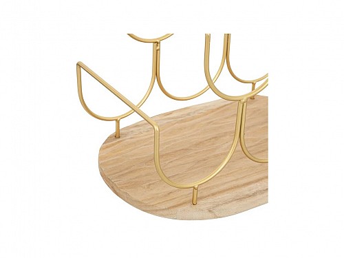 Tabletop metal bottle holder, 6 places in gold color, 29x19.5x28.5 cm