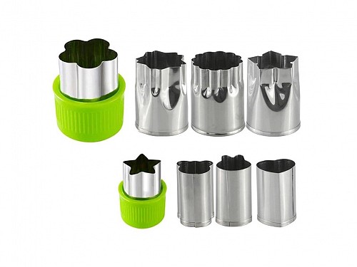 Set of 8 stainless steel Cup Pats, for fruits and vegetables, 4x4x5.5 cm
