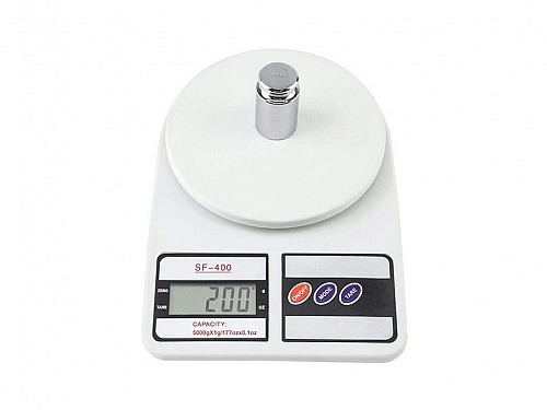 Precision digital kitchen scale up to 5Kg, white plastic, 23.8x17x3.5 cm