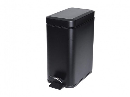 Trash bin 5L, metal in matte black color, 14x25x29 cm, Trash bin
