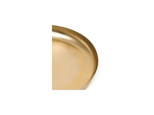 Serving tray round, metal, in gold color, 30x30x3.8 cm