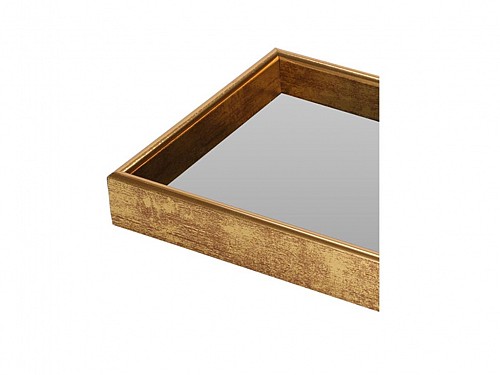 Serving tray with mirror, plastic, rectangular, 22x14x2.8 cm