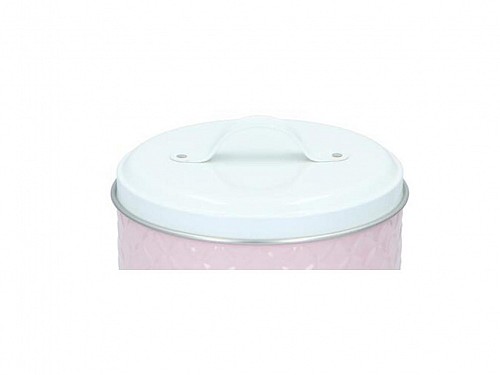 Food storage box ideal for cookies, metal in pink color, 16.7x16.7x17.6 cm