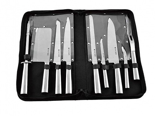 Kitchen King Set of 9 Professional Stainless Steel Knives in Black Bag, 53.5x22.5x5 cm