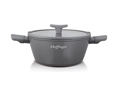 Cheffinger Pot 24 cm 3.5lt Induction with Non-stick Granite Coating and Lid, CSP24