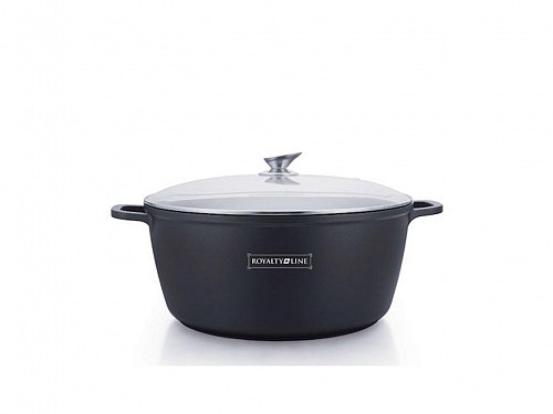 Royalty Line Casserole with non-stick marble coating, Glass lid, 44cm, capacity 23.4ltr