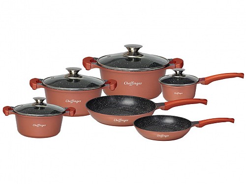 Cheffinger Set of Non-stick Cookware 10 pcs from Cast Aluminum with Induction bottom, DA1010C