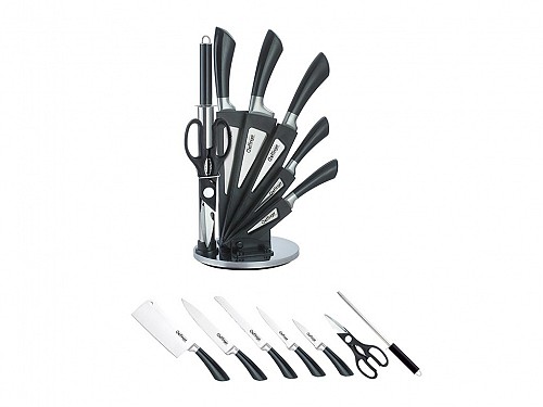 Cheffinger Set of 8 Stainless Steel Kitchen Knives with rotating base, CF-KS03