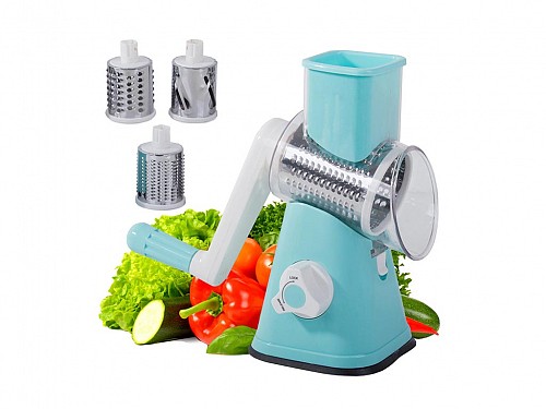 Plastic Fruit and Vegetable Grater with 3 accessories made of Steel, in Blue color